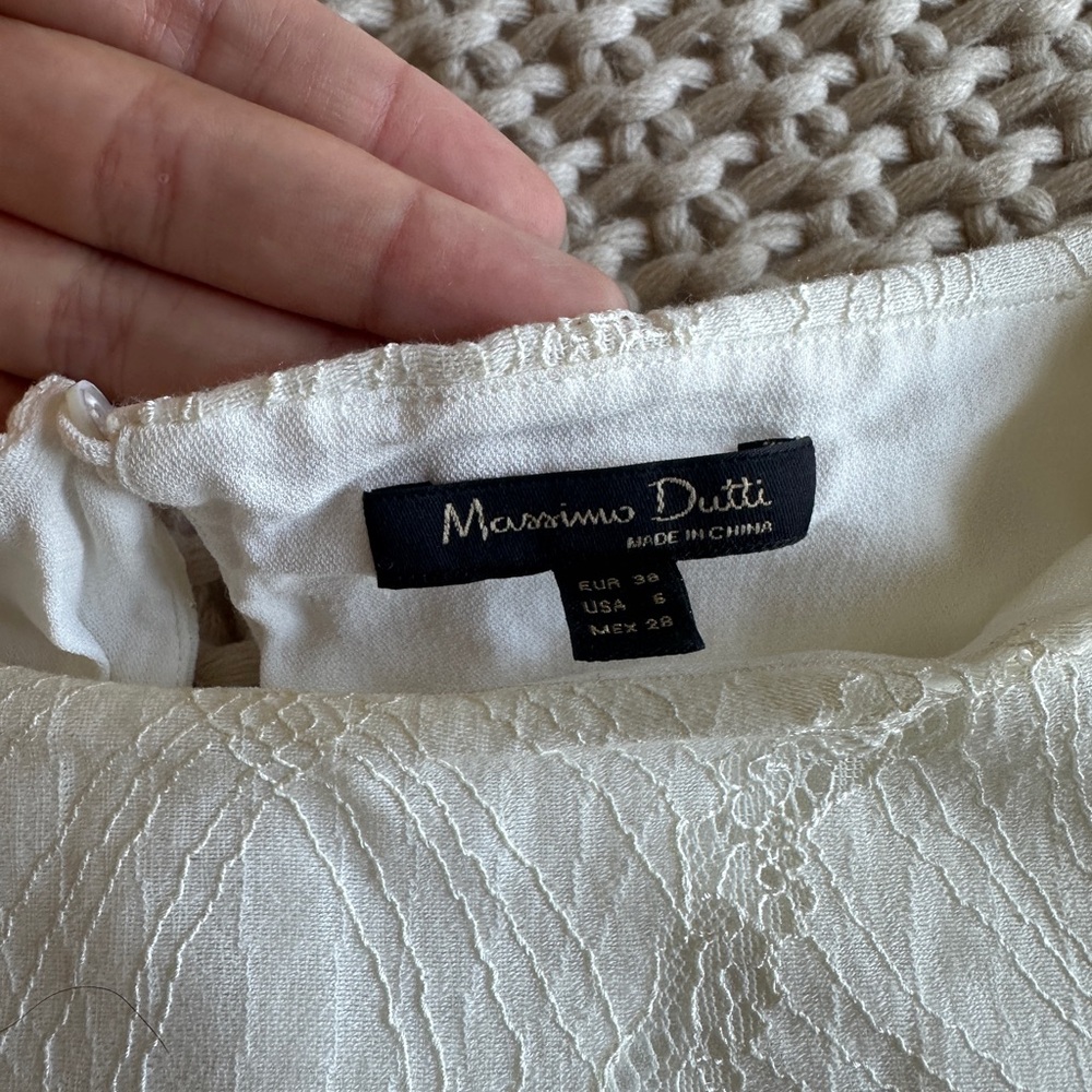 Massimo Dutti Cream Lace Skirt